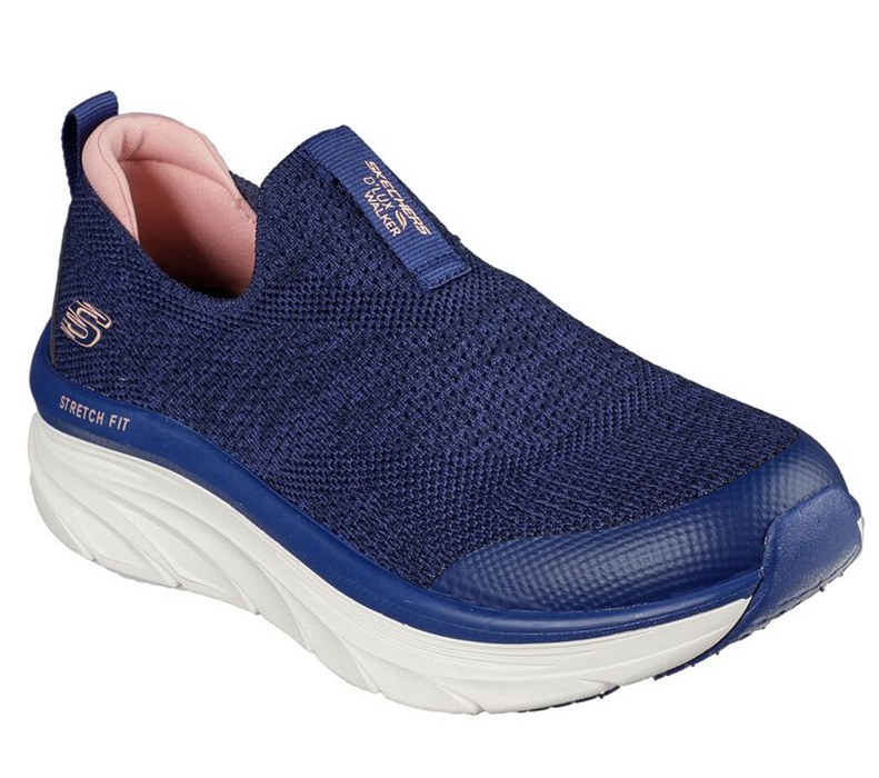 Skechers Relaxed Fit: D'lux Walker - Quick Upgrade - Womens Slip On Shoes Navy/Pink [AU-BL8560]